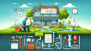 Illustration of an emergency cesspool service at a home