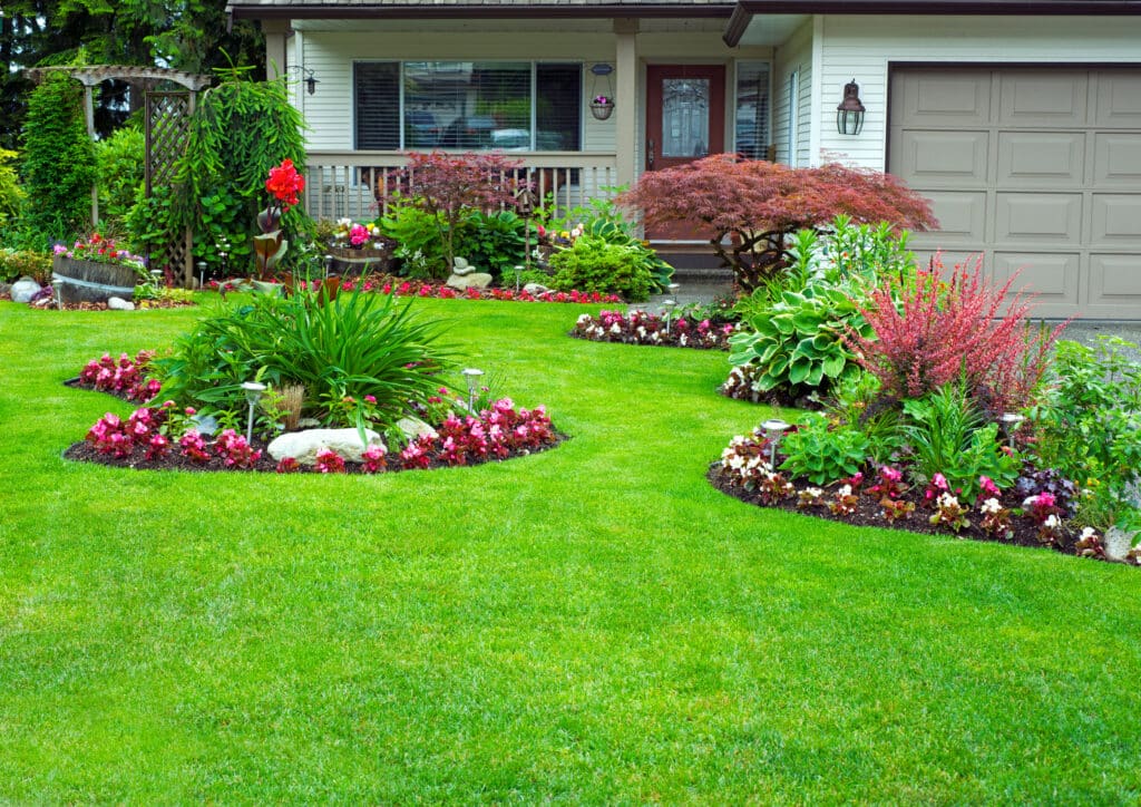 Tight landscaping in a front yard