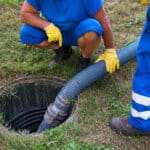 Emptying household septic tank.