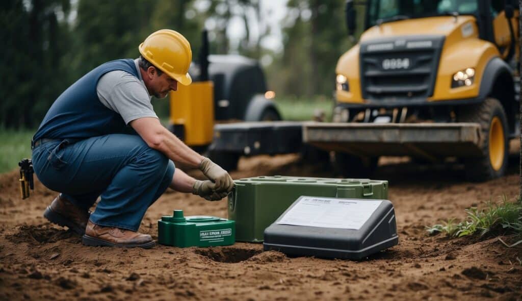 Septic tank service technician over an I/A OWTS septic tank