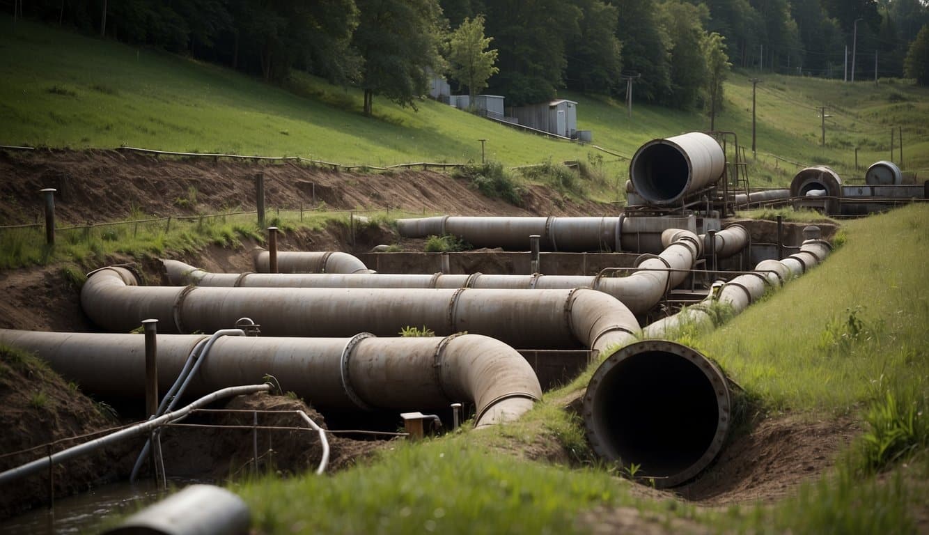 City sewer systems feature large underground pipes and treatment plants. In contrast, septic tanks and cesspools are smaller, contained systems usually found in rural areas