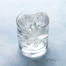 Glass of water with ice cubes